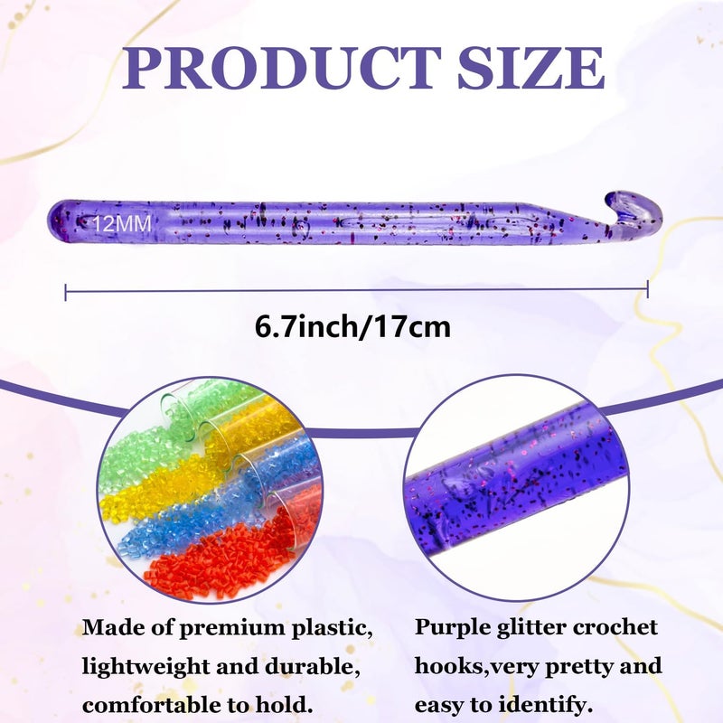 Hobekoee 25mm Large Crochet Hook for Chunky Yarn,Ergonomic Crochet Needles for Arthritic Hands,Plastic Crystal Smooth Crochet Hooks for Handmade DIY Crocheting - Image 2